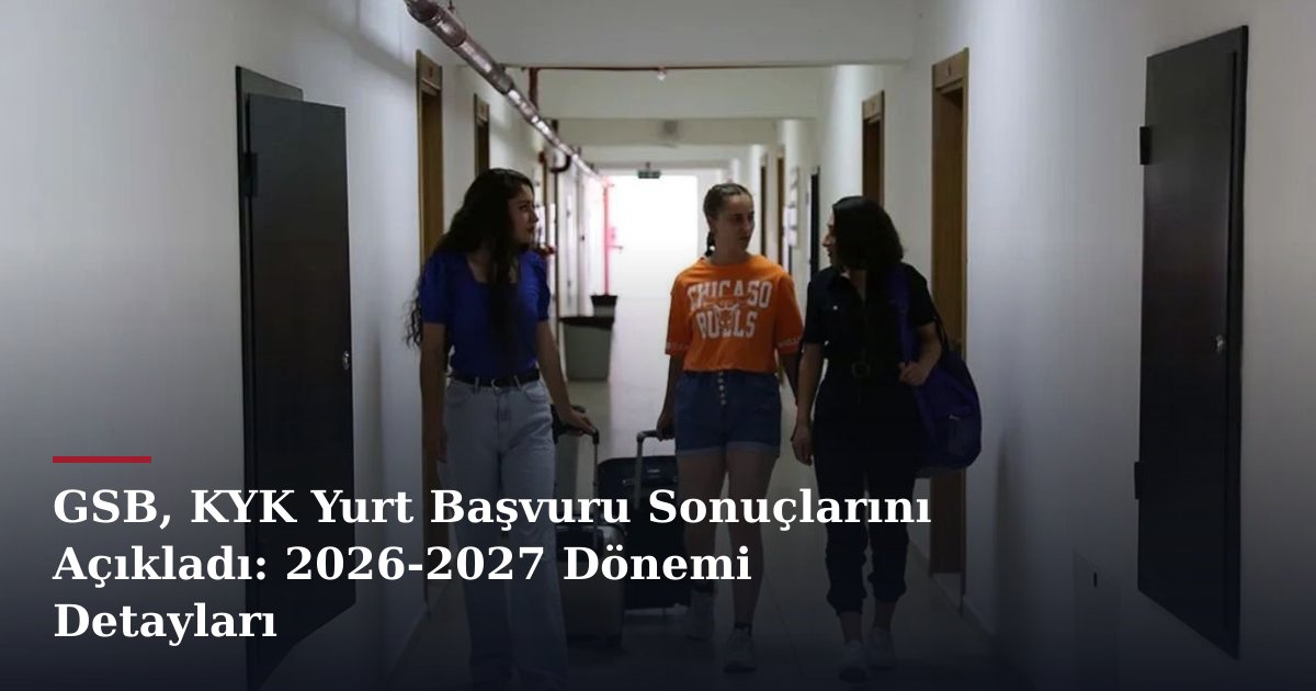 GSB, KYK Yurt Başvuru Sonuçlarını Açıkladı: 2026-2027 Dönemi Detayları