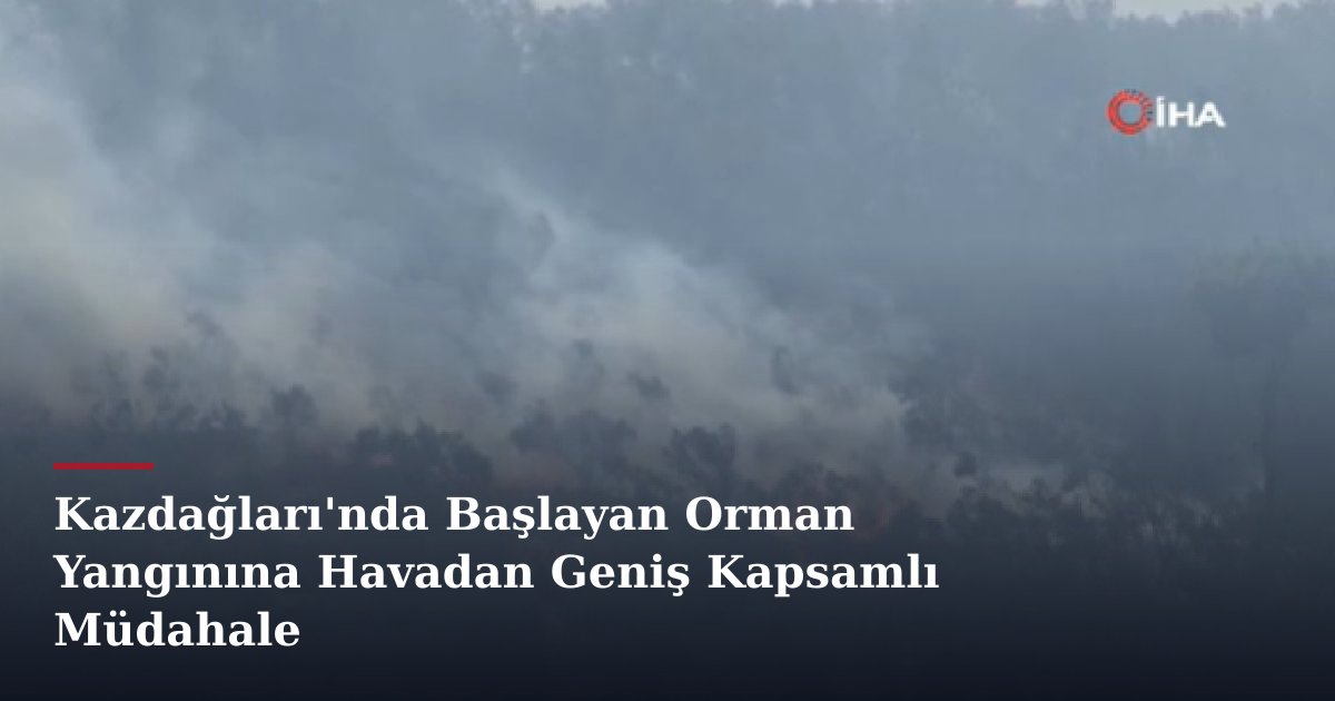 Kazdağları'nda Başlayan Orman Yangınına Havadan Geniş Kapsamlı Müdahale