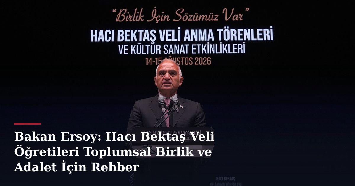 Bakan Ersoy: Hacı Bektaş Veli Öğretileri Toplumsal Birlik ve Adalet İçin Rehber