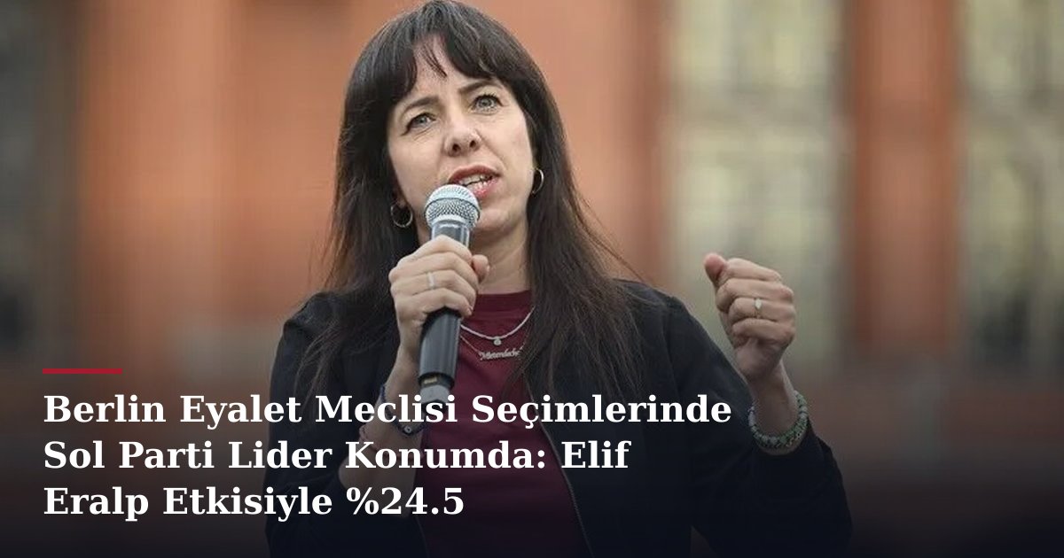 Berlin Eyalet Meclisi Seçimlerinde Sol Parti Lider Konumda: Elif Eralp Etkisiyle %24.5