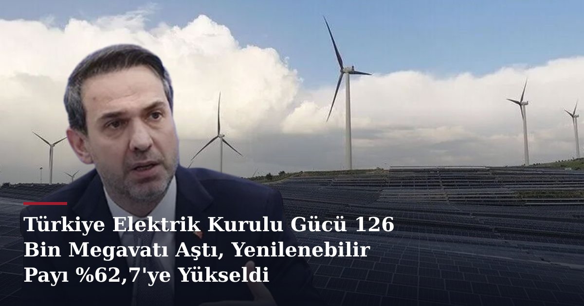 Türkiye Elektrik Kurulu Gücü 126 Bin Megavatı Aştı, Yenilenebilir Payı %62,7'ye Yükseldi