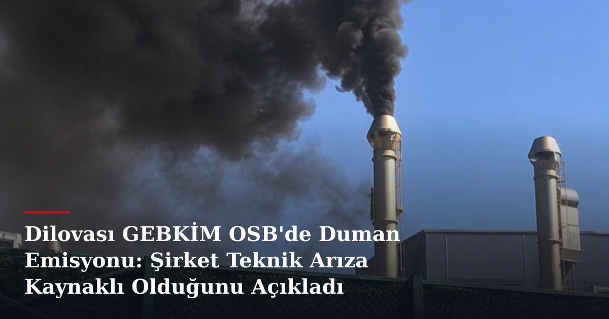 Dilovası GEBKİM OSB'de Duman Emisyonu: Şirket Teknik Arıza Kaynaklı Olduğunu Açıkladı